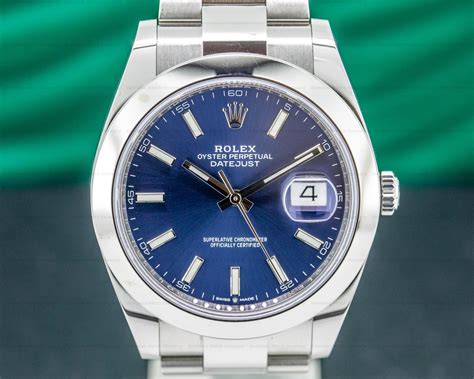 rolex oyster perpetual datejust stainless steel blue dial|rolex datejust 41mm blue face.